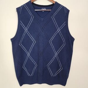 Vintage Arnold Palmer Argyle Sweater Vest Navy Blue Preppy Grandpacore Large